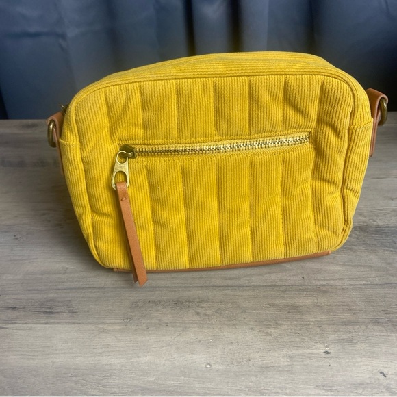 Mustard Yellow Quilted Corduroy Women's Clutch Bag - Picture 3 of 9